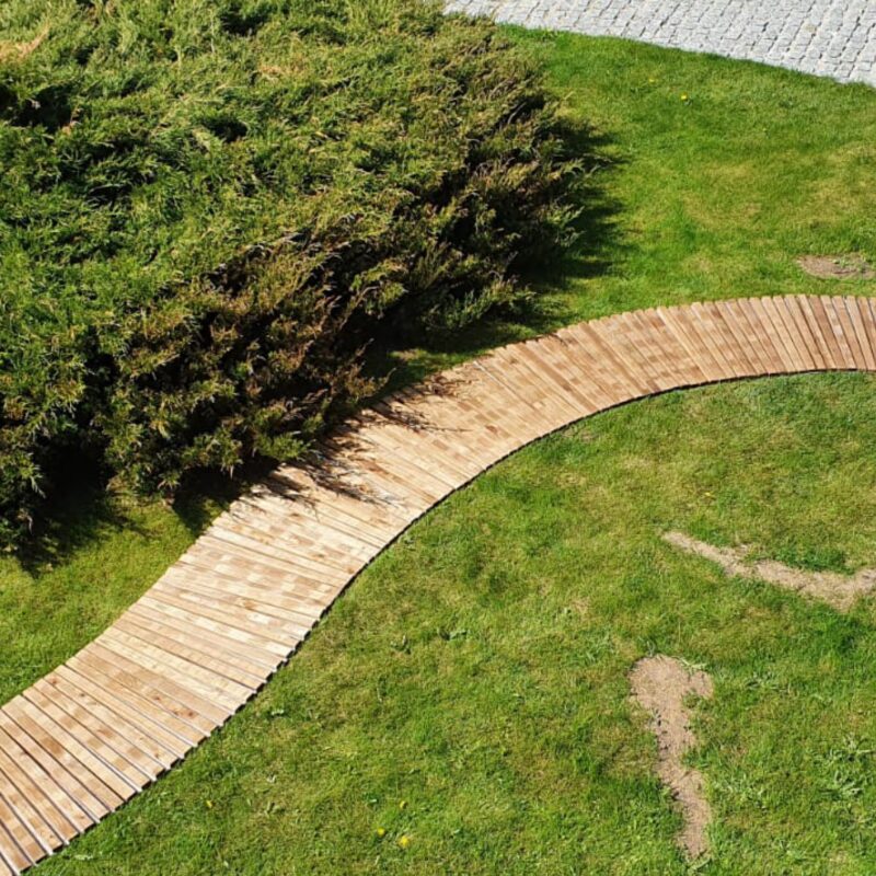 Rollout wooden walkway for gardens and outdoors