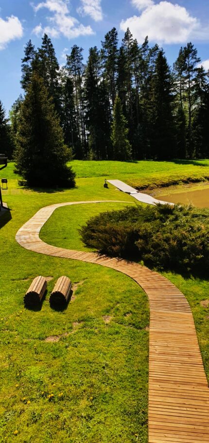 durable wooden walkway for garden and outdoors