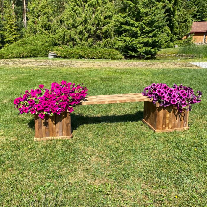 Durable wooden bench for garden, garden design