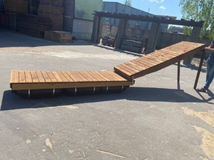 wooden access ramp for the floating pontoon
