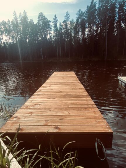 wooden floating deck bridge
