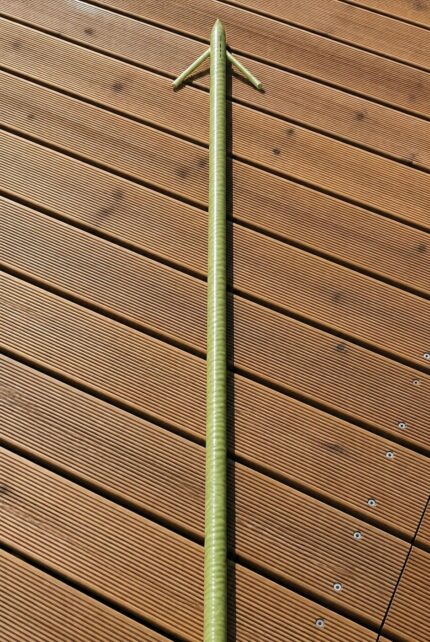 fiberglass rod to secure wooden pontoon in the water